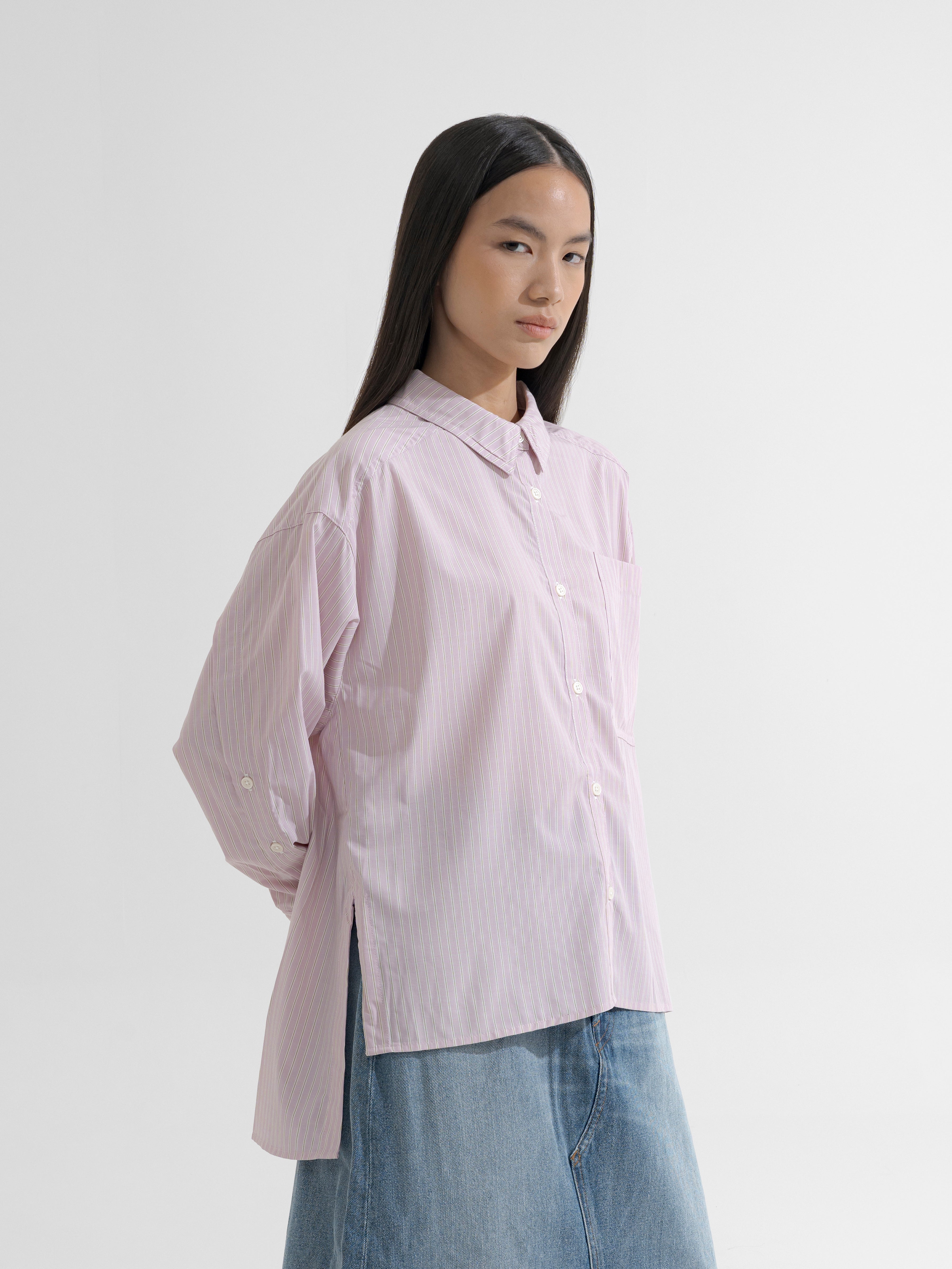 Chiryu Side Slit Striped Overshirt