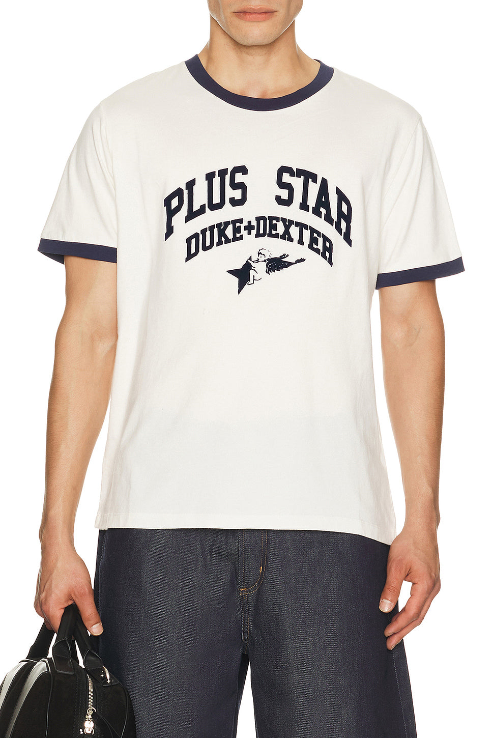 Plus Star Flock Printed Ringer Tee