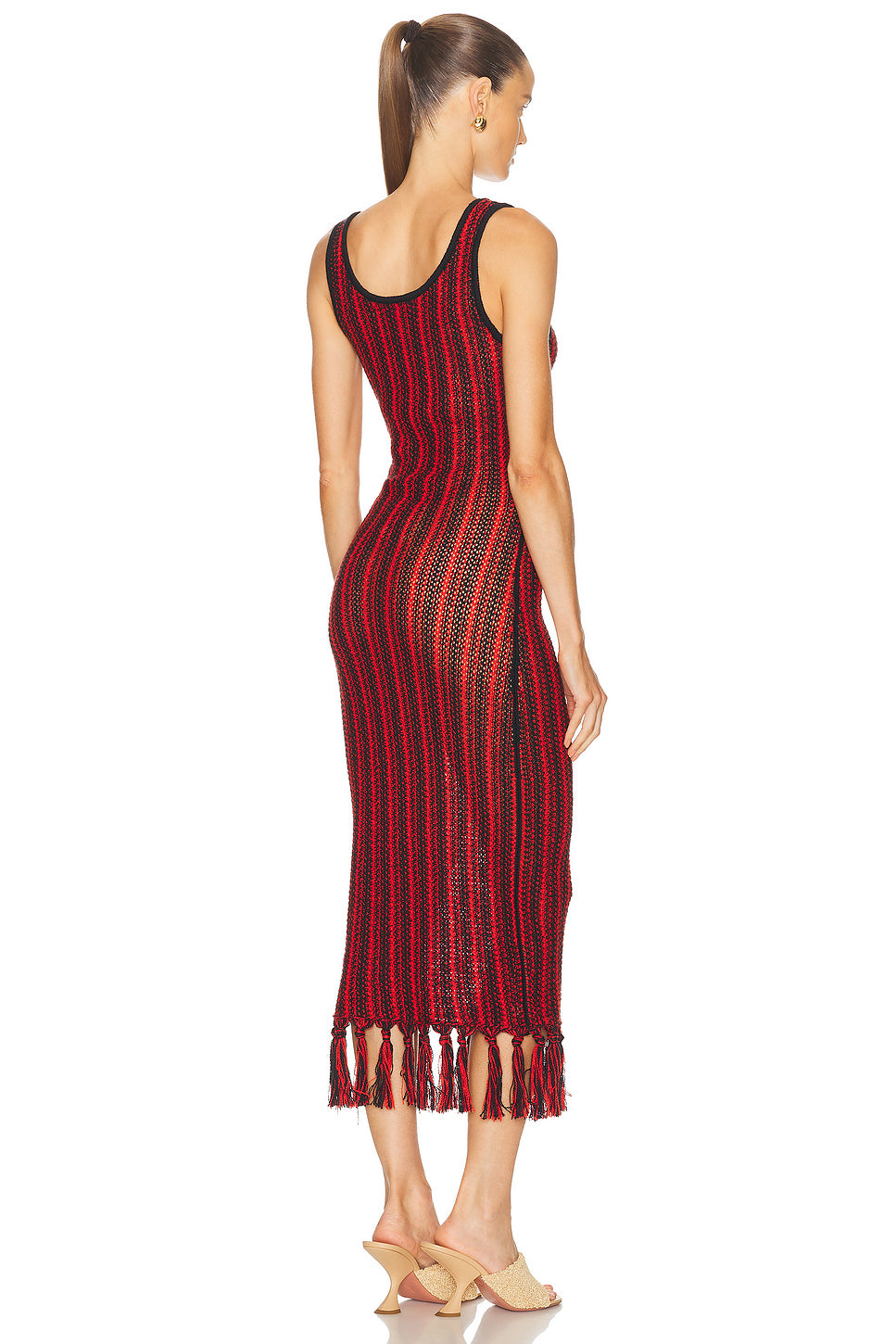Stripe Scoopneck Fringe Dress