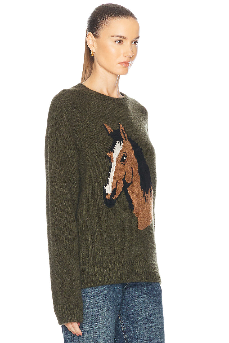 Horsey Raglan Crew Neck Sweater