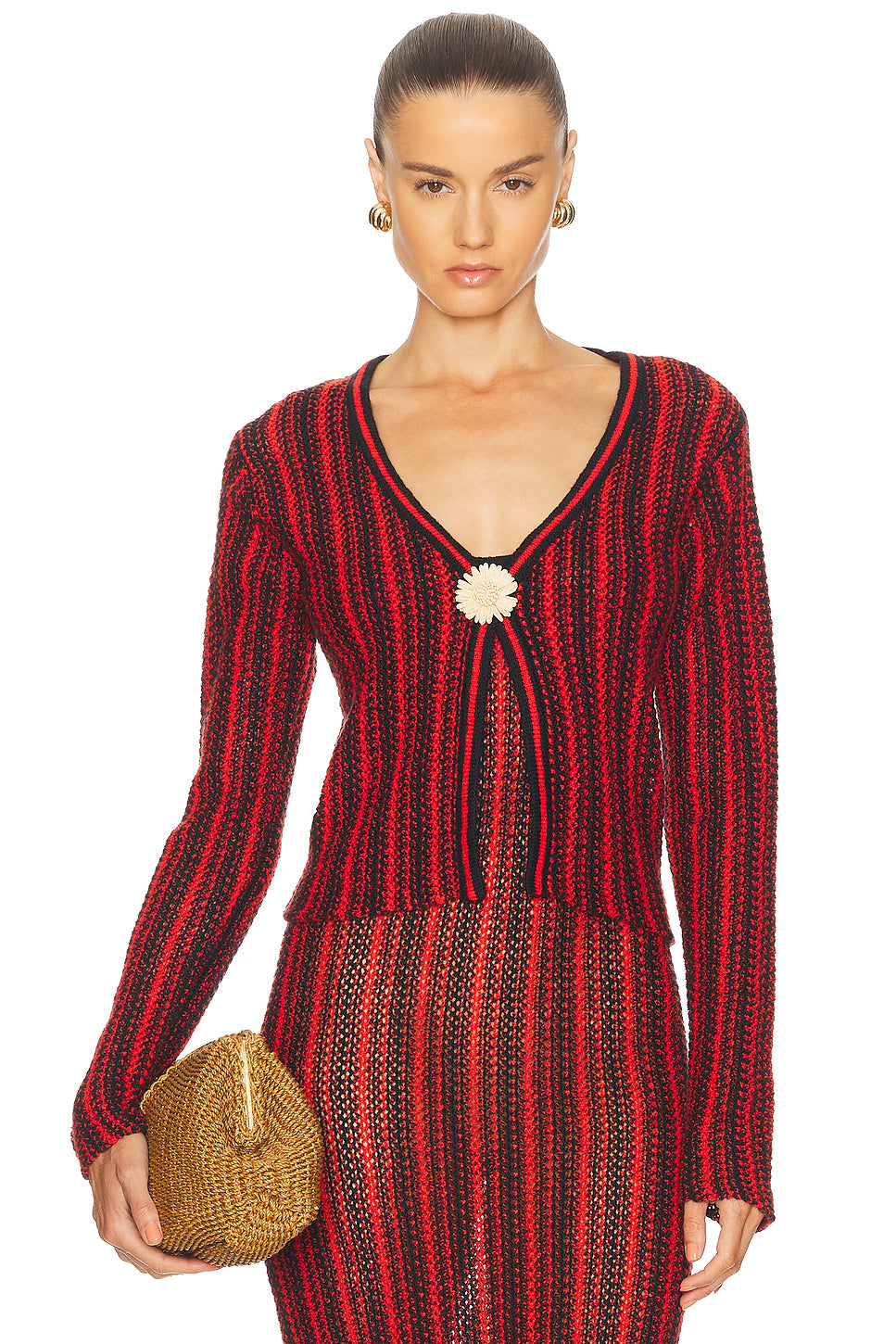 Stripe Floral Open Cardigan