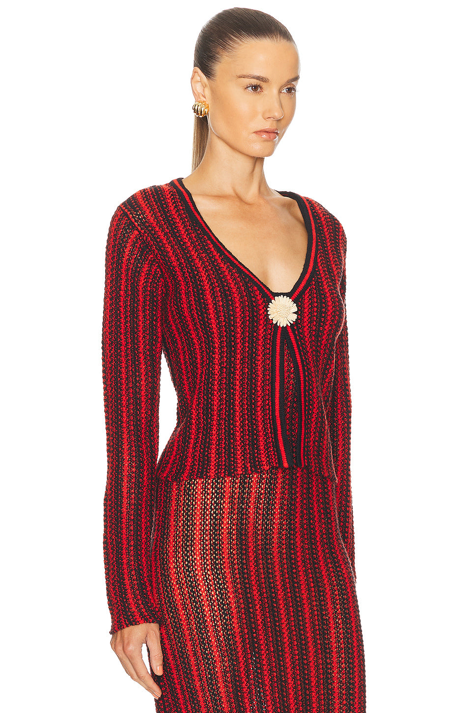 Stripe Floral Open Cardigan