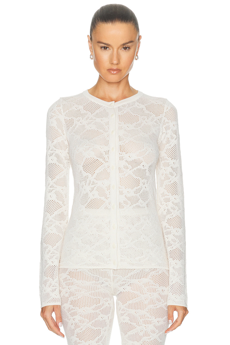 Pointelle Fitted Cardigan