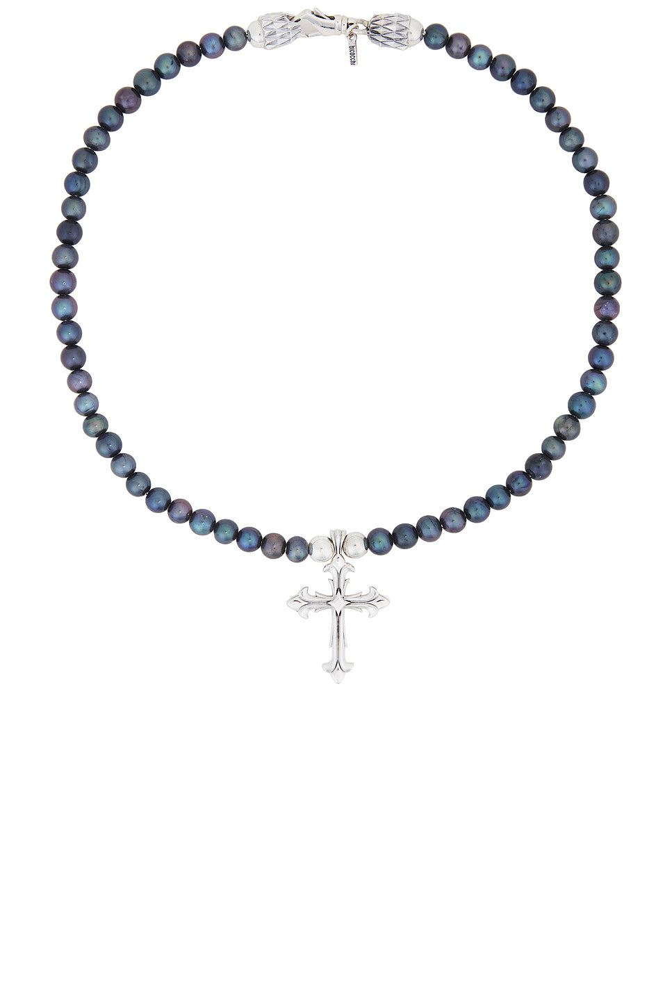 Black Pearl Necklace With Cross