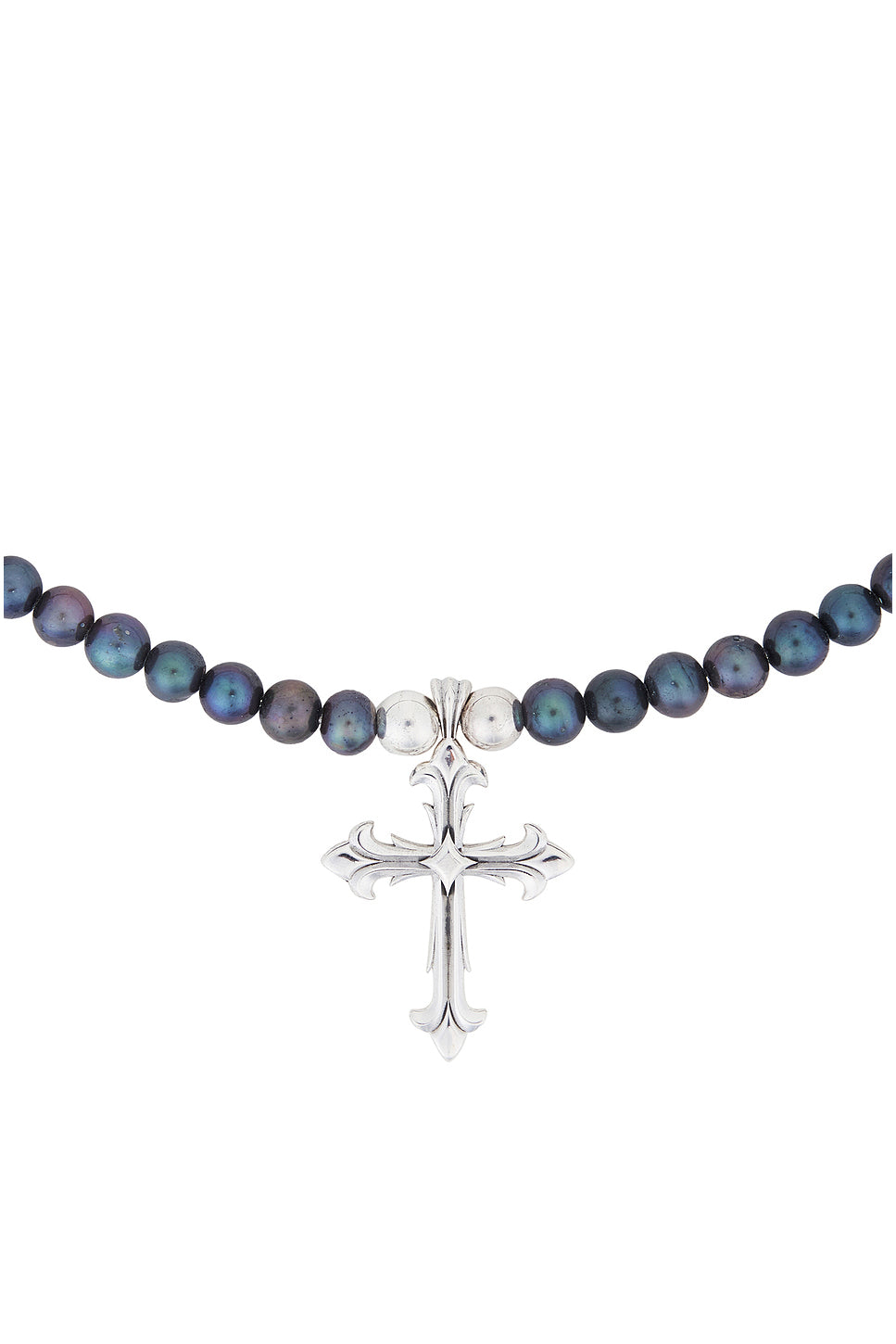 Black Pearl Necklace With Cross