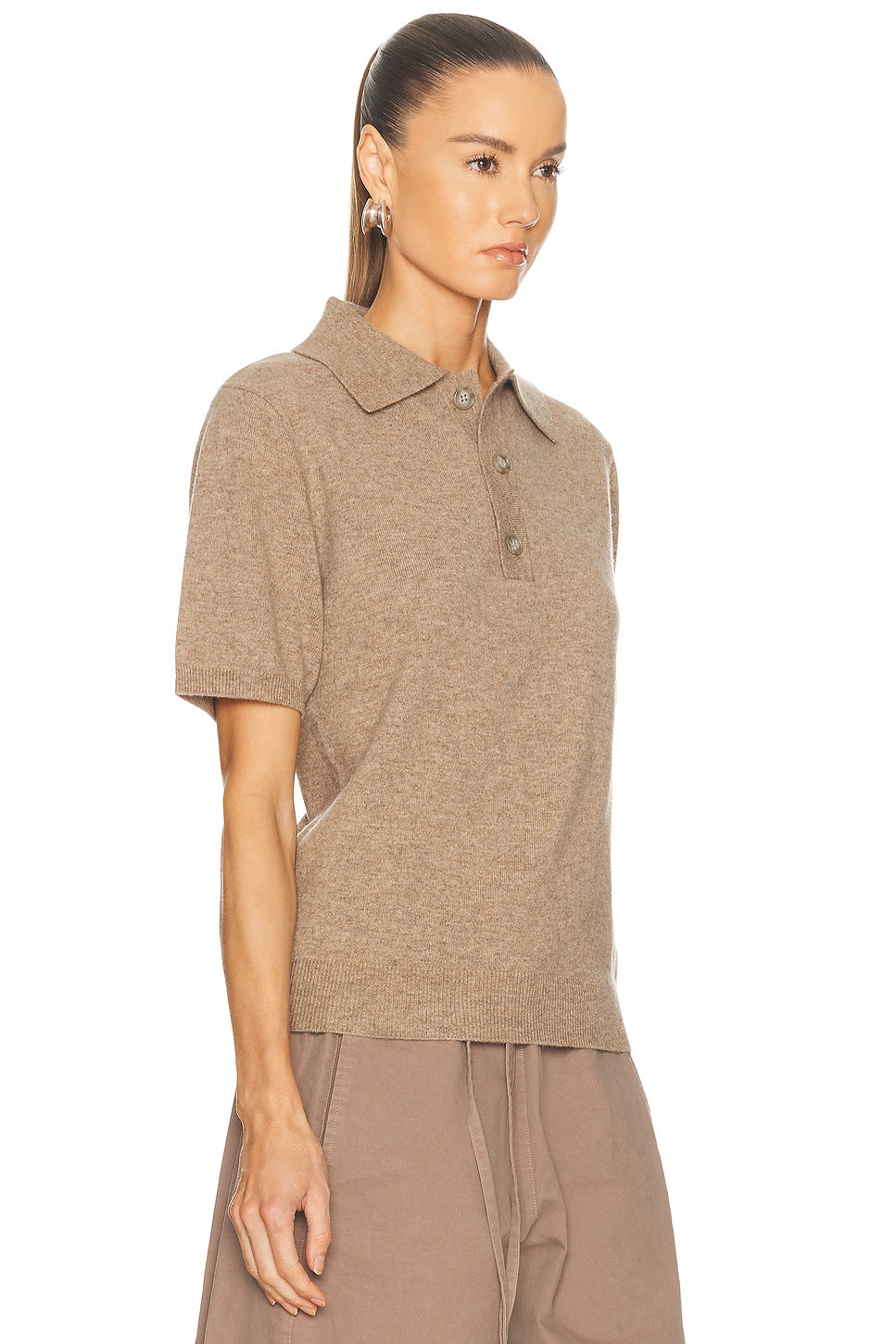 Short Sleeve Knit Polo Top