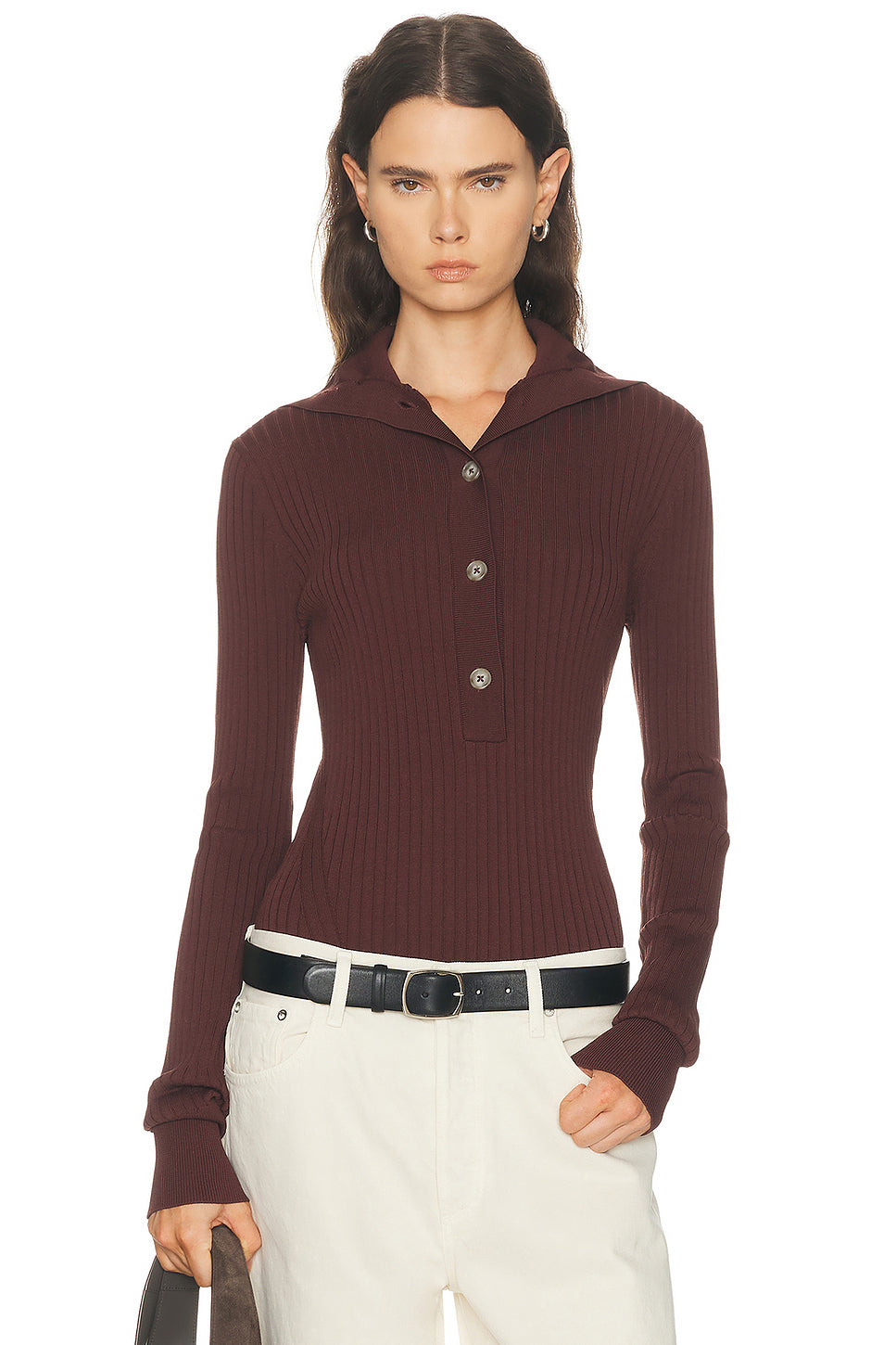 High Neck Henley Top