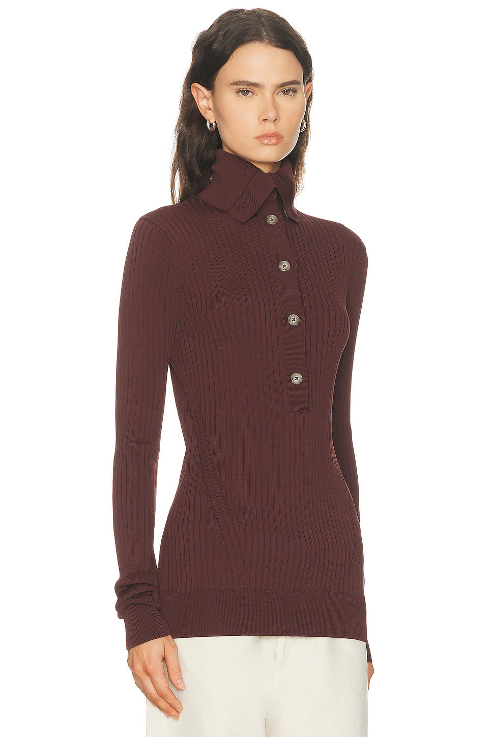 High Neck Henley Top