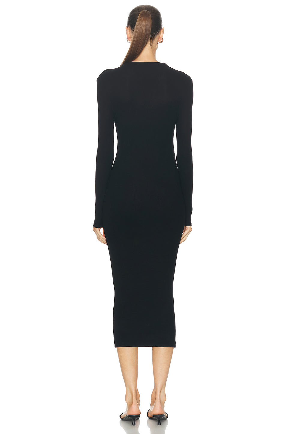 Silk Knit Longsleeve Twist Midi Dress