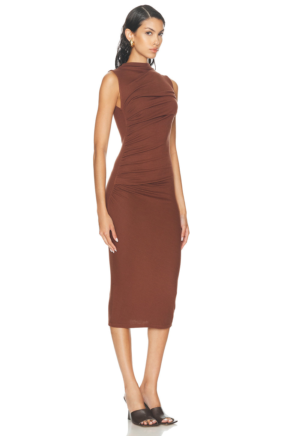 Silk Knit Sleeveless Twist Midi Dress