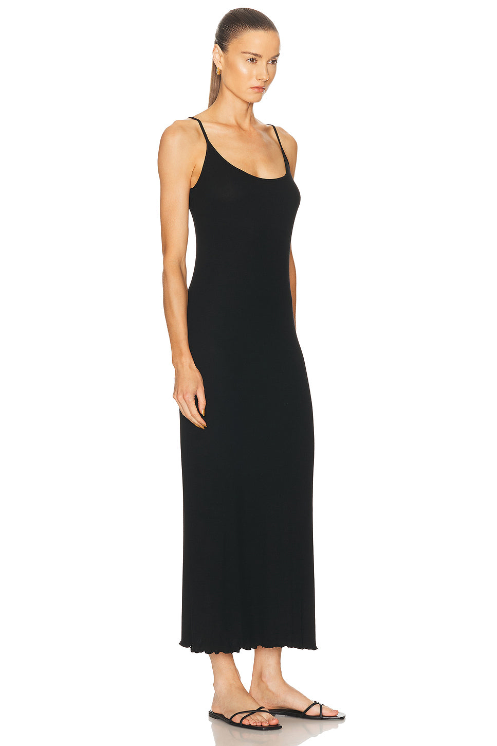 Silk Rib Lettuce Edge Dress