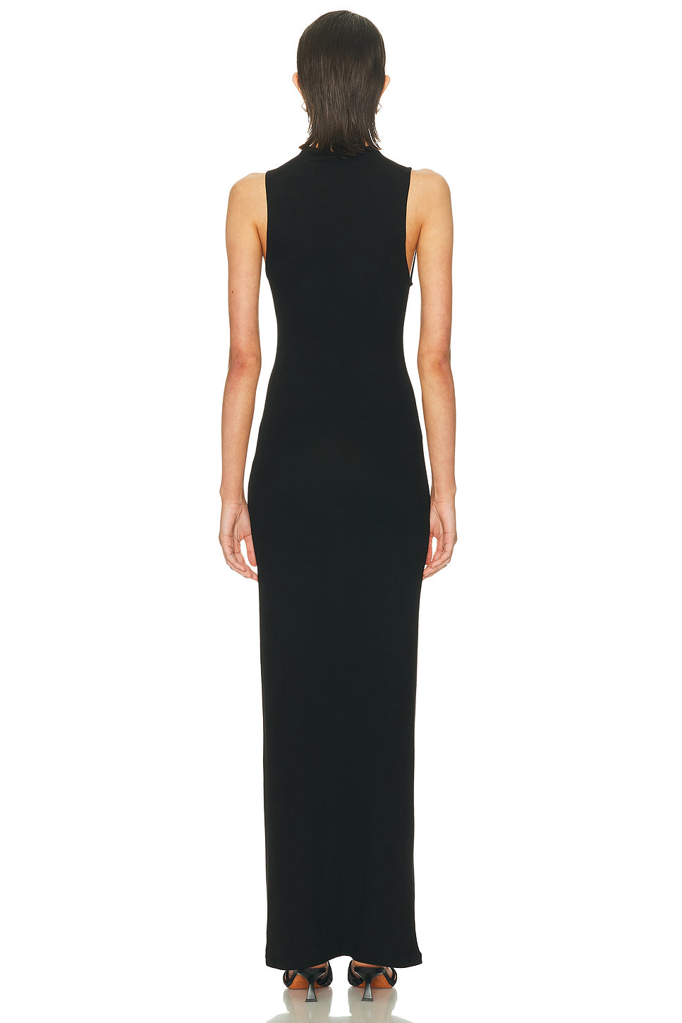 Silk Rib Sleeveless Mockneck Fluid Dress