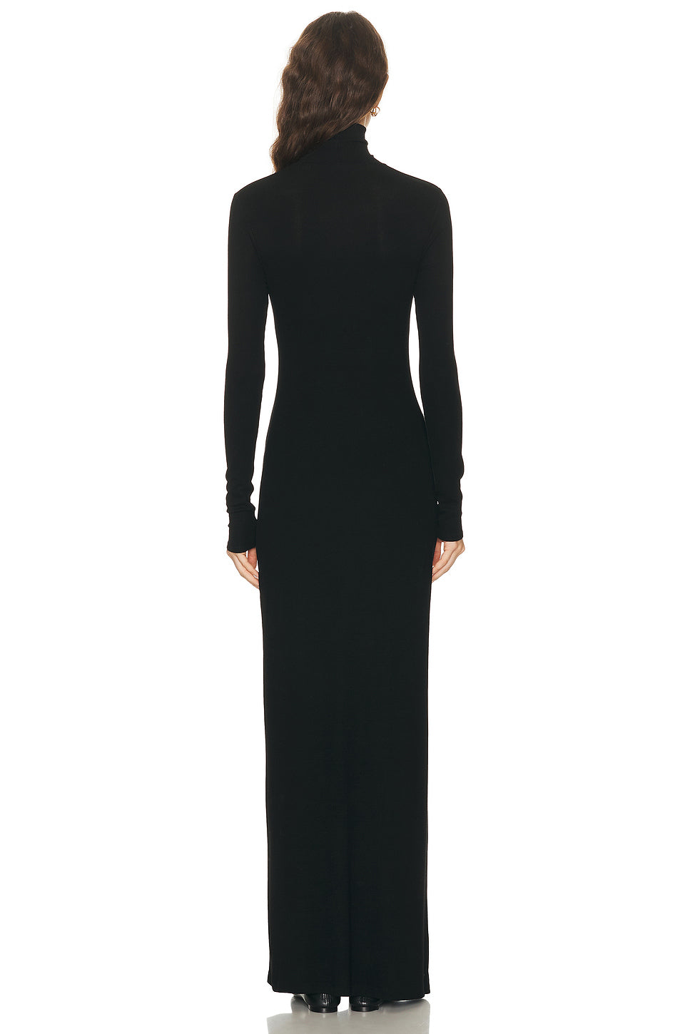 Silk Rib Fluid Turtleneck Dress
