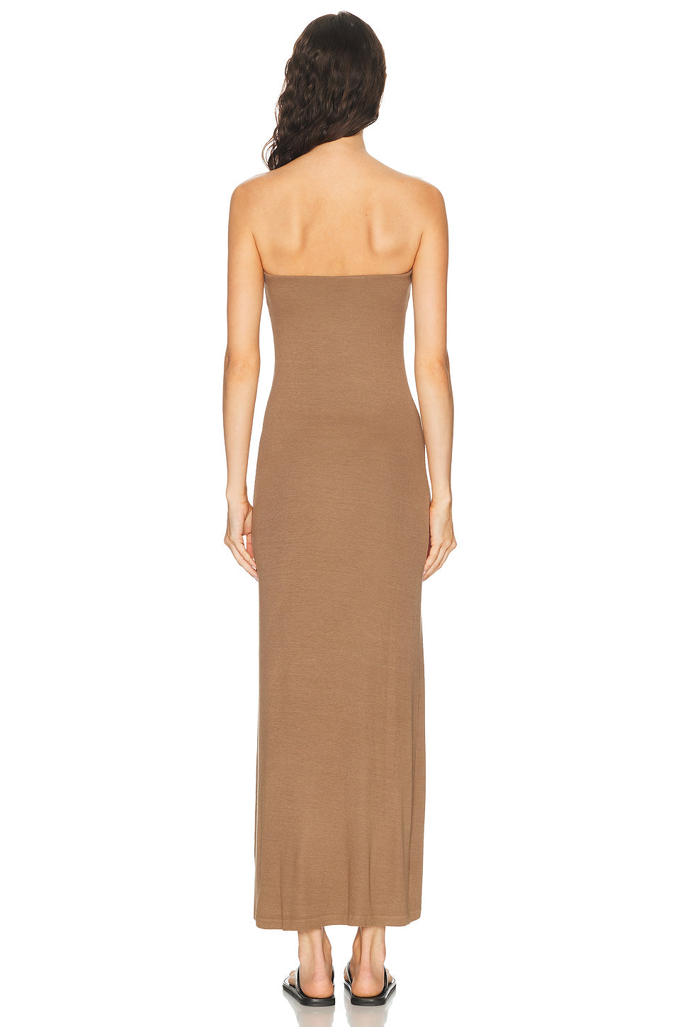 Silk Rib Strapless Fluid Dress