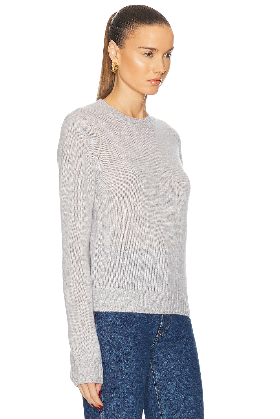 Cashmere Easy Longsleeve Crewneck Sweater