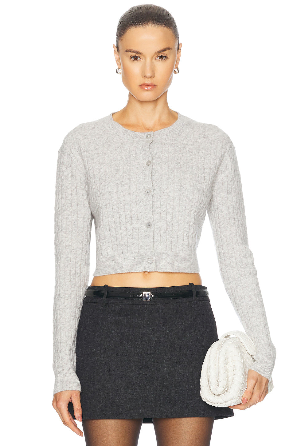 Powder Cashmere Cable Knit Cardigan