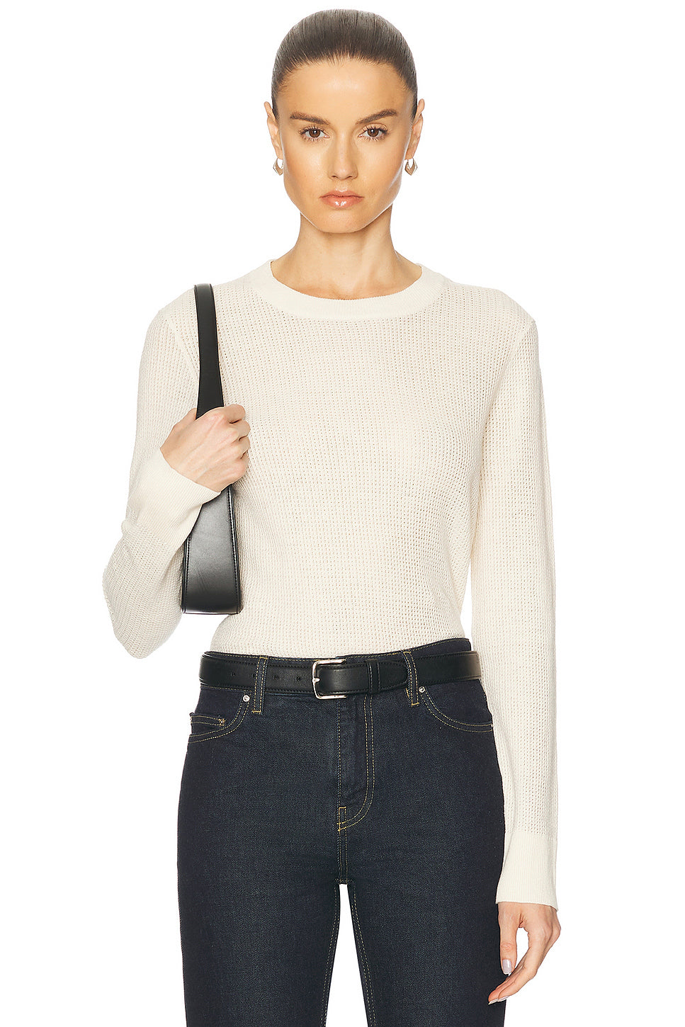 Linen Open Knit Crewneck Sweater