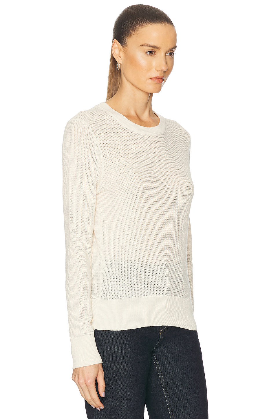 Linen Open Knit Crewneck Sweater