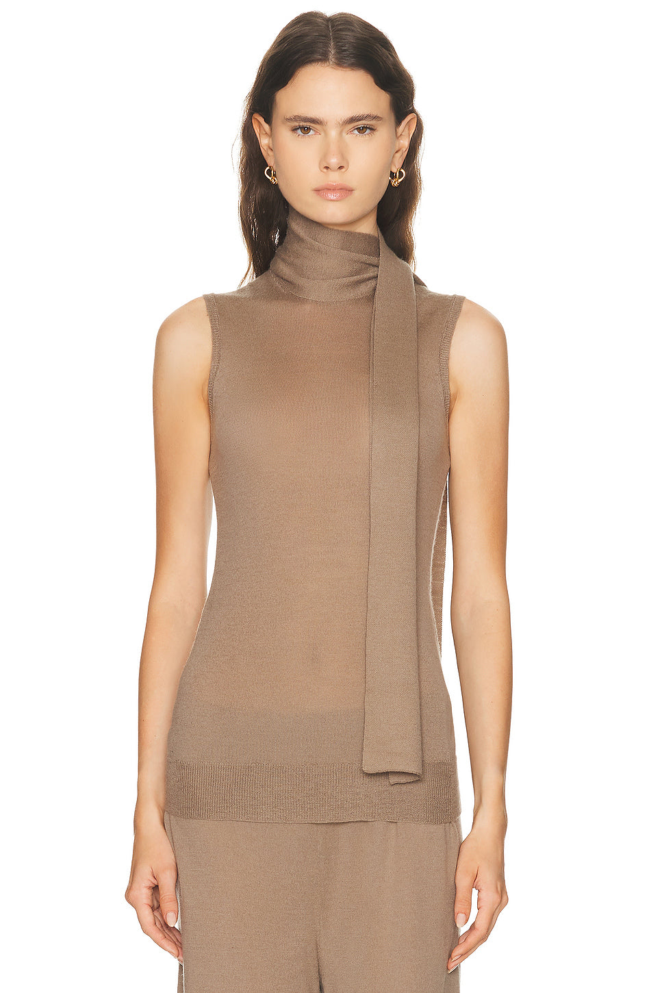 Tissue Cashmere Sleeveless Scarf Sweater