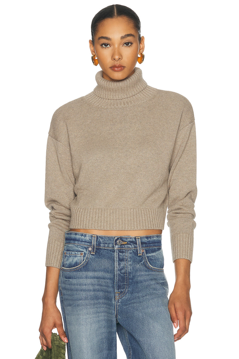 Cotton Cashmere Funnel Neck Sweater