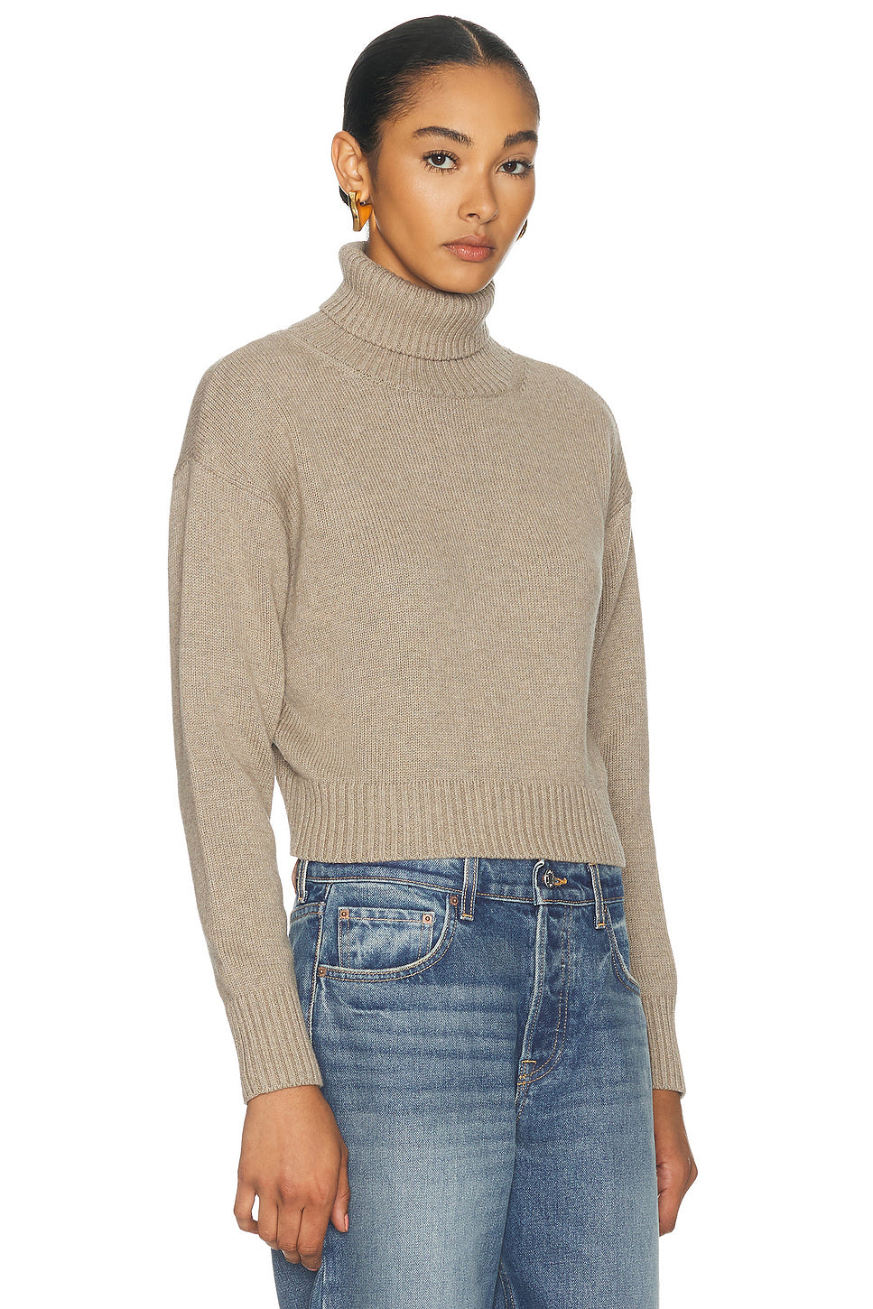 Cotton Cashmere Funnel Neck Sweater