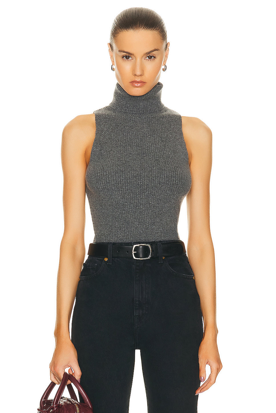 Rib Sleeveless Turtleneck Sweater