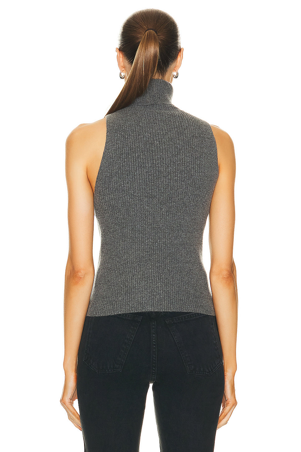 Rib Sleeveless Turtleneck Sweater