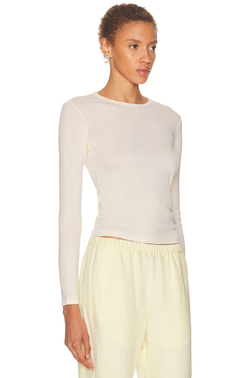 Fine Supima Cotton Long Sleeve Crewneck Top