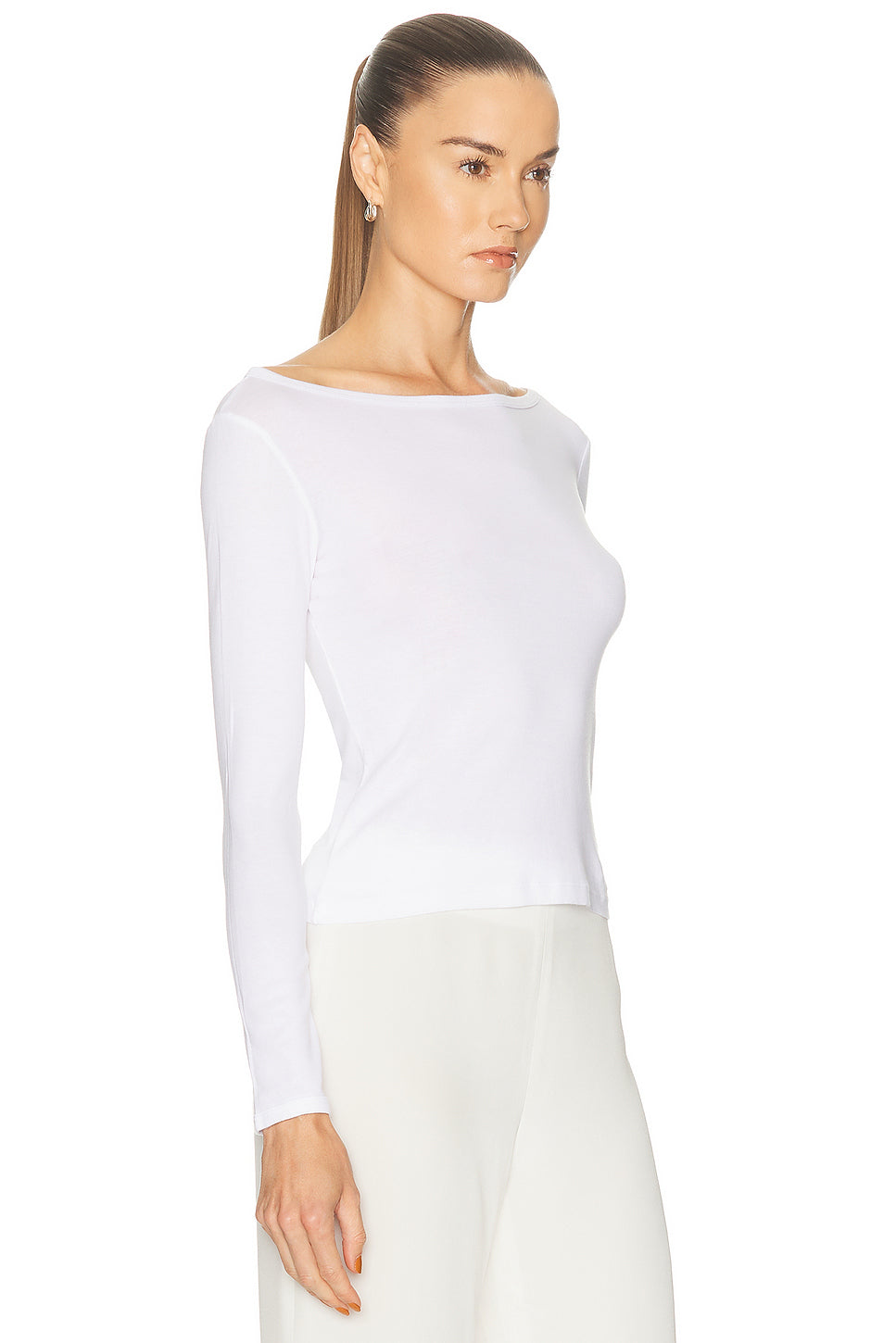 Fine Supima Cotton Long Sleeve Boatneck Top