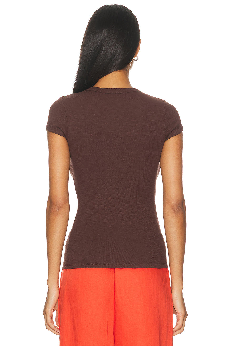 Textured Rib Cap Sleeve Crewneck Tee