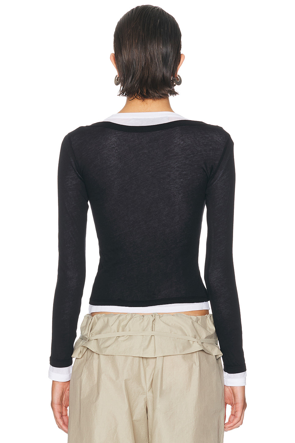 Tissue Jersey Layered Long Sleeve Top