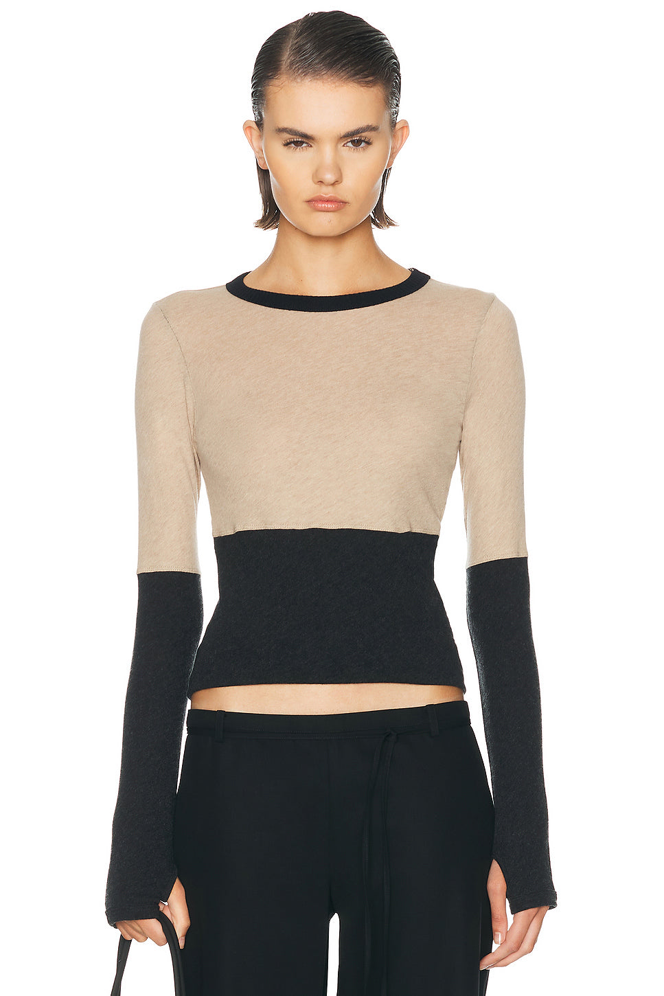 Cashmere Jersey New Classic Block Crewneck Top