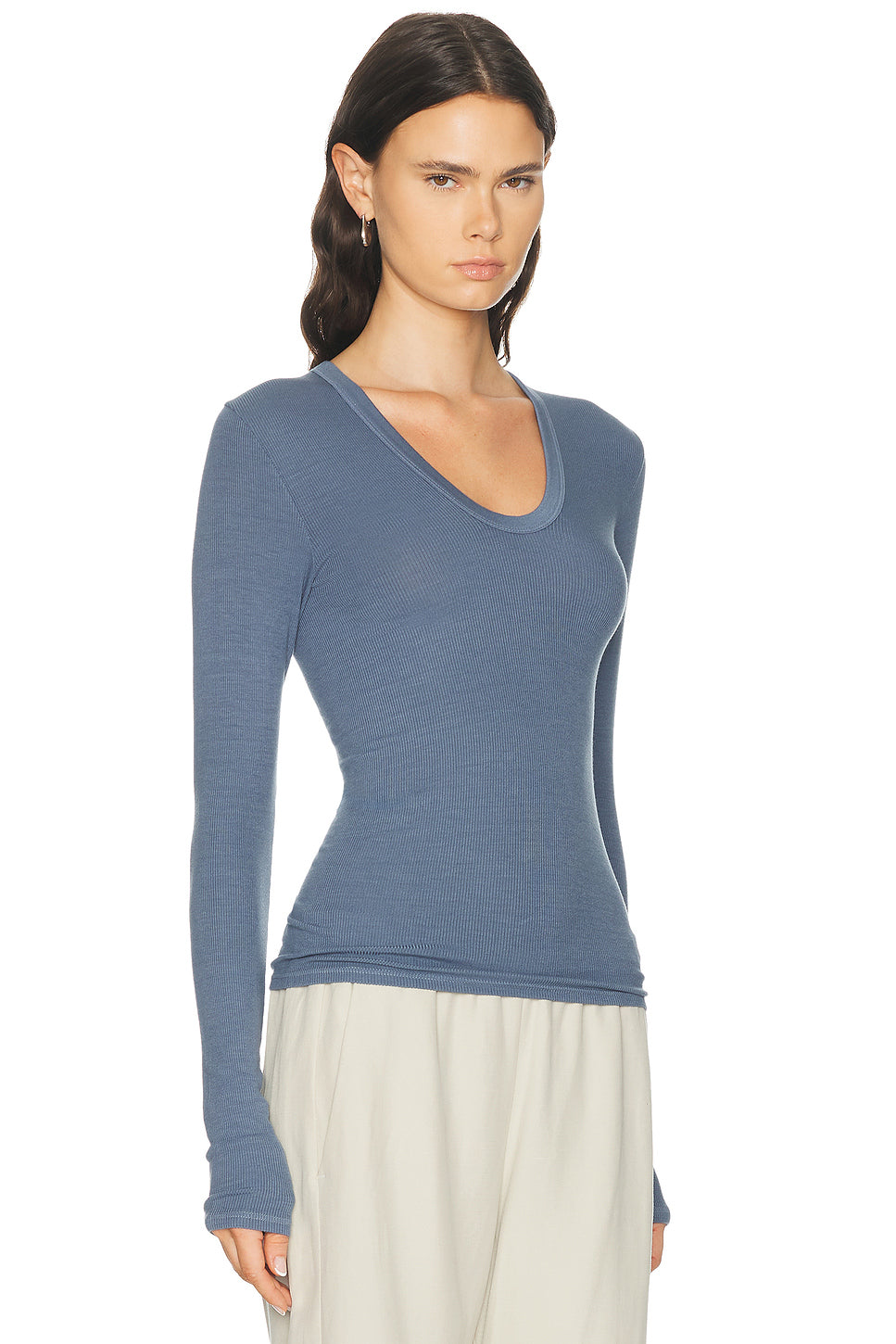 Silk Rib Essential U Long Sleeve Top