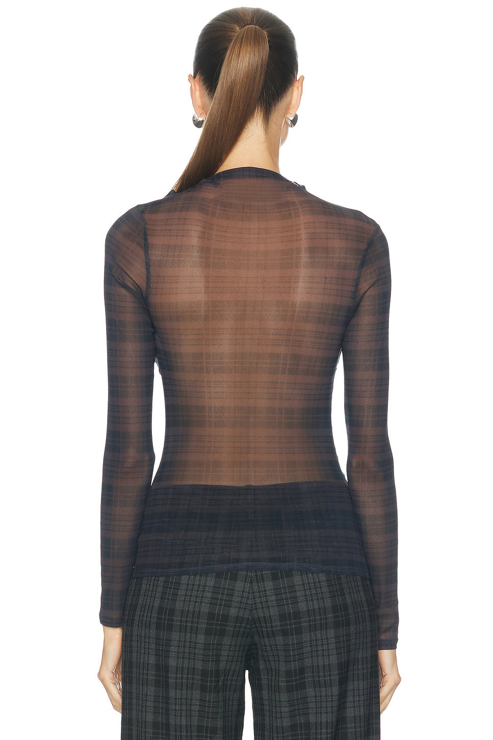 Mesh Long Sleeve Twist Top