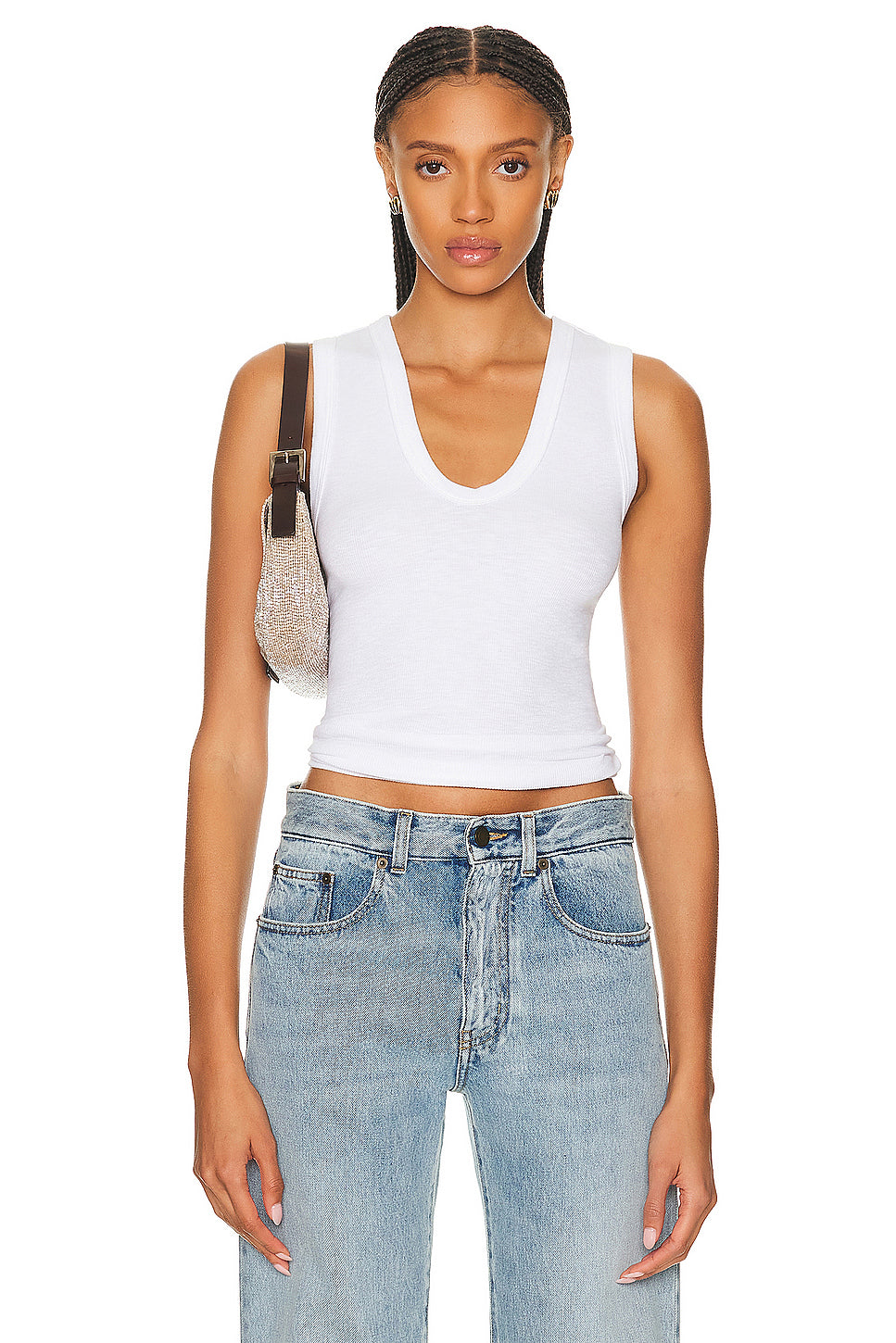 Textured Rib Sleeveless U Tank Top