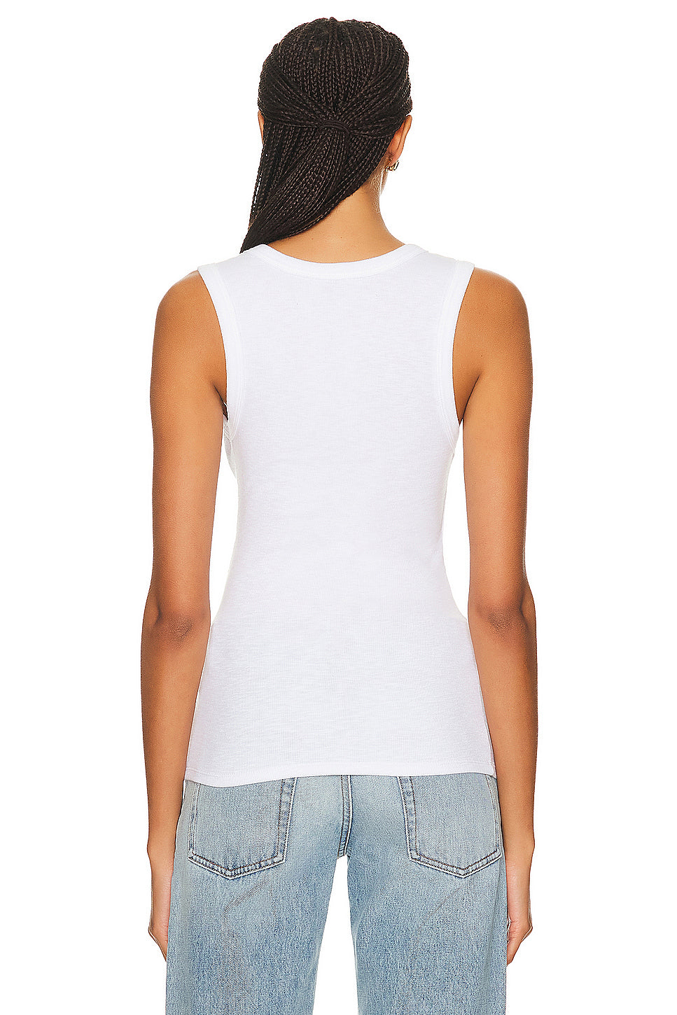 Textured Rib Sleeveless U Tank Top