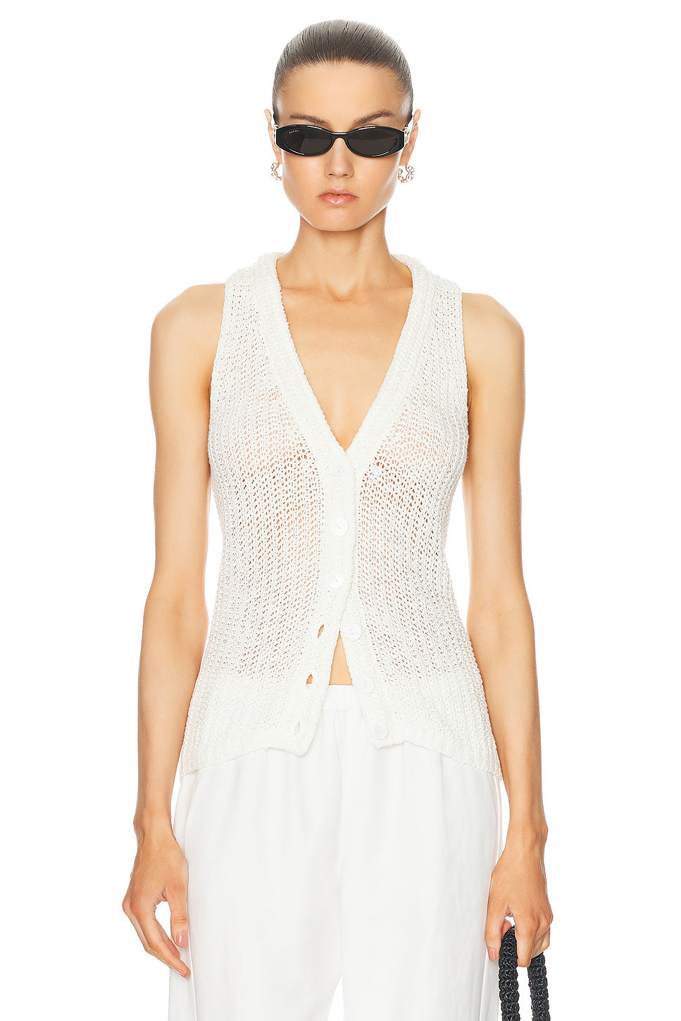 Linen Open Knit Vest