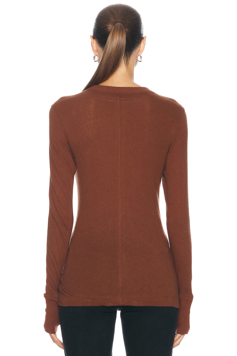 Cashmere Easy Cuffed Crewneck Top