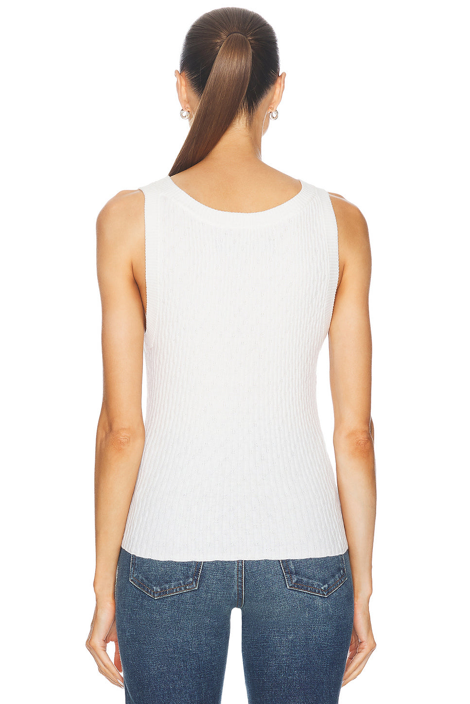 Cashmere Cotton Pointelle Knit Tank Top