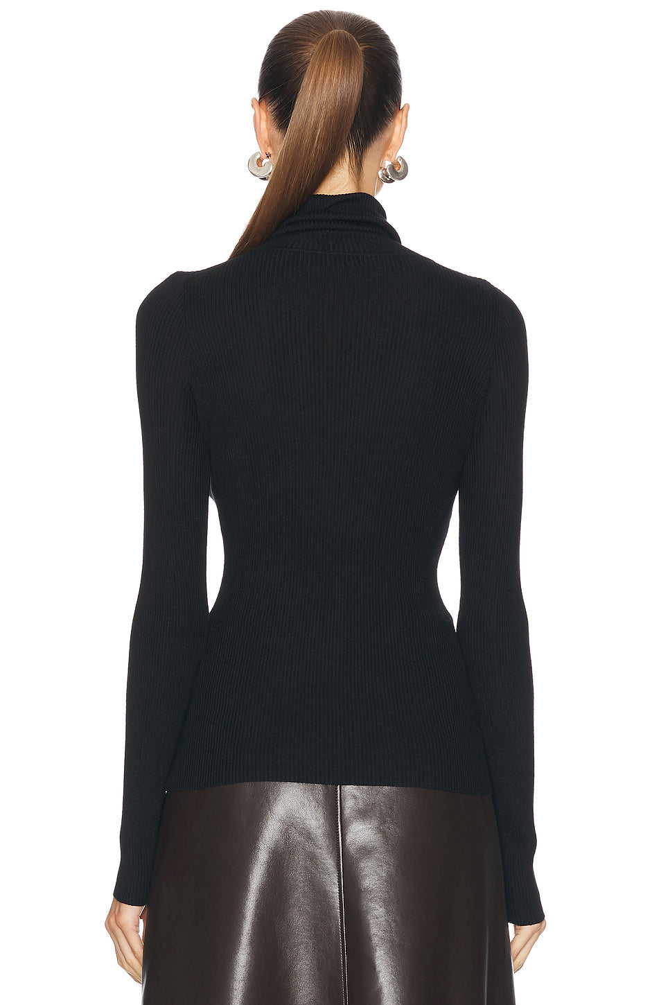 Silk Rib Turtleneck Top