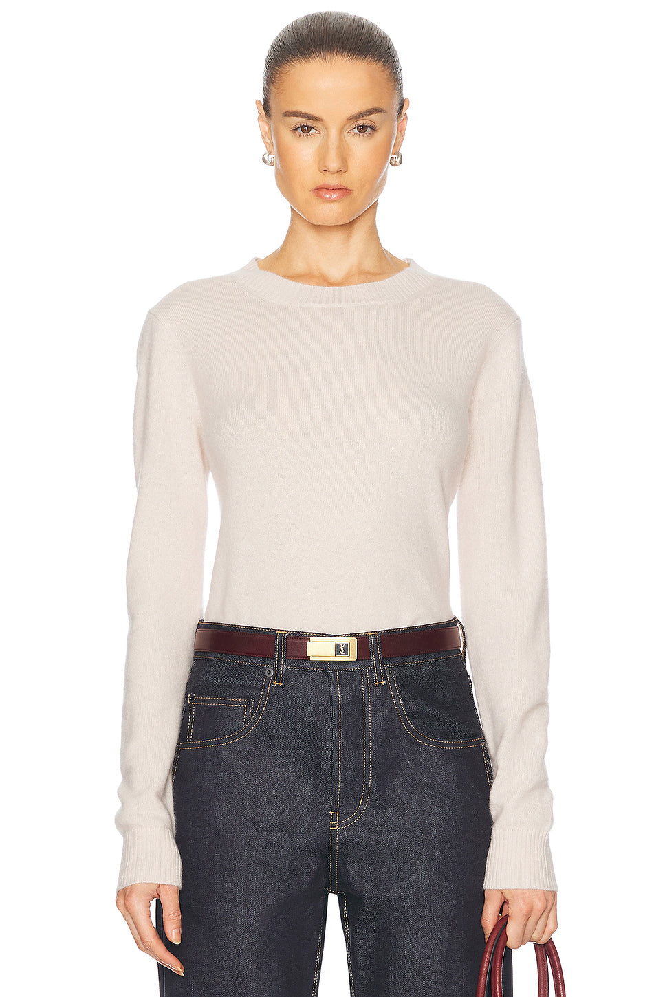 Powder Cashmere Knit Crewneck Top