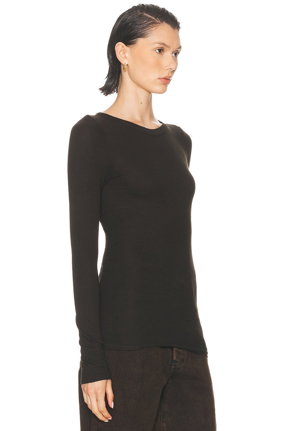 Silk Knit Long Sleeve Crewneck Top