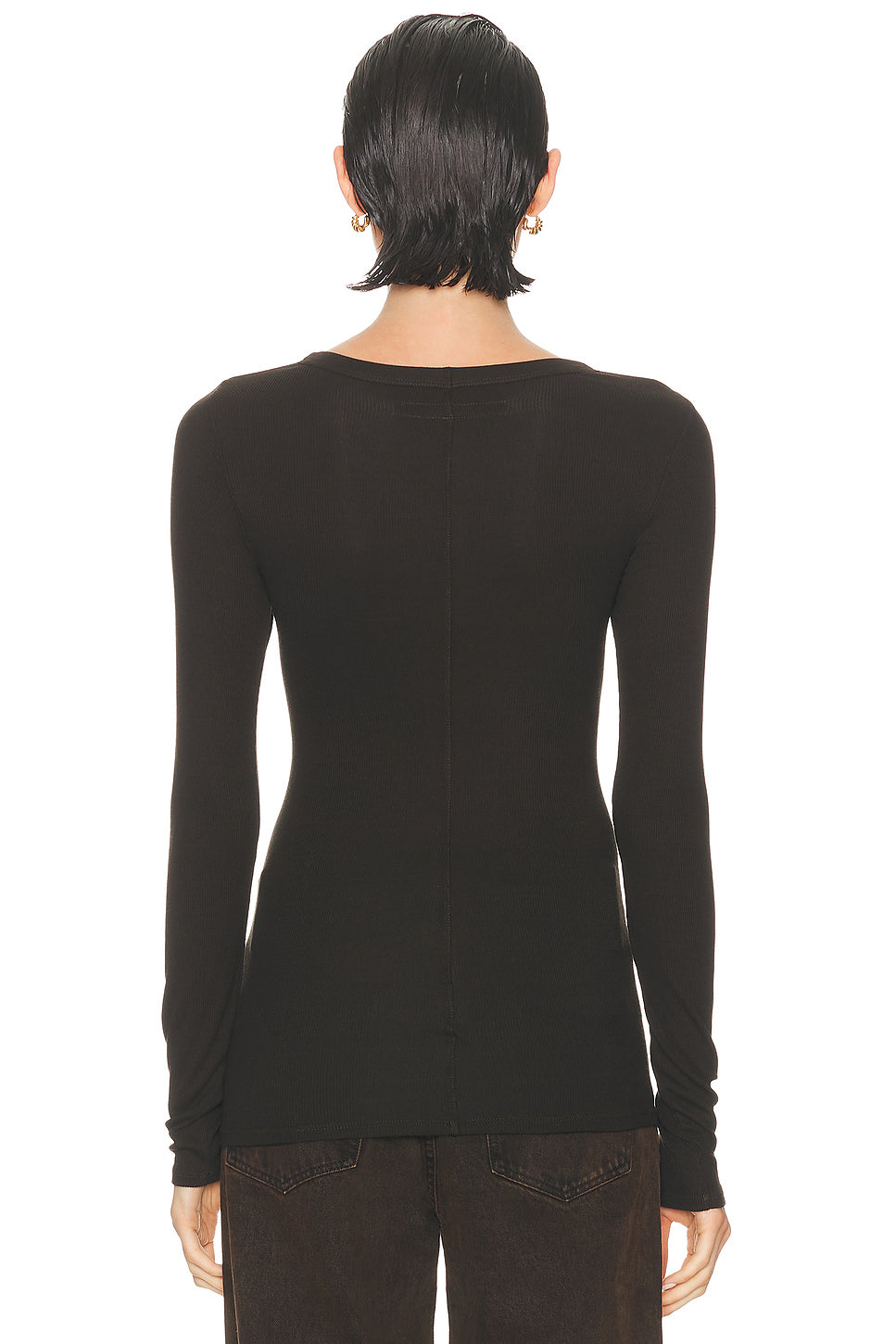 Silk Knit Long Sleeve Crewneck Top