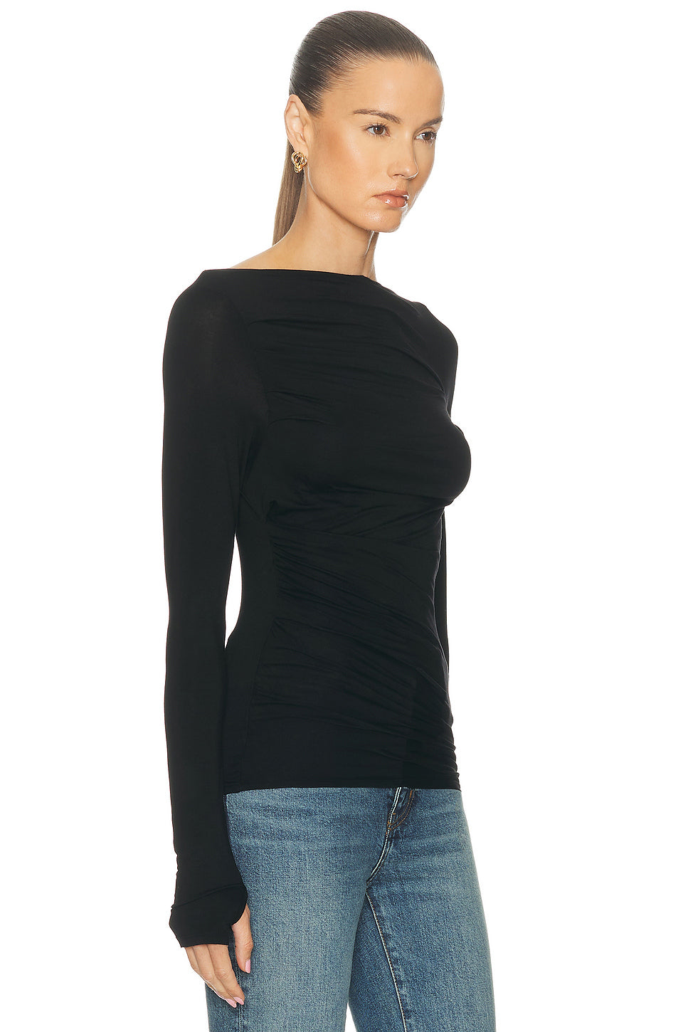 Fluid Jersey Sleeveless Draped Boatneck Top