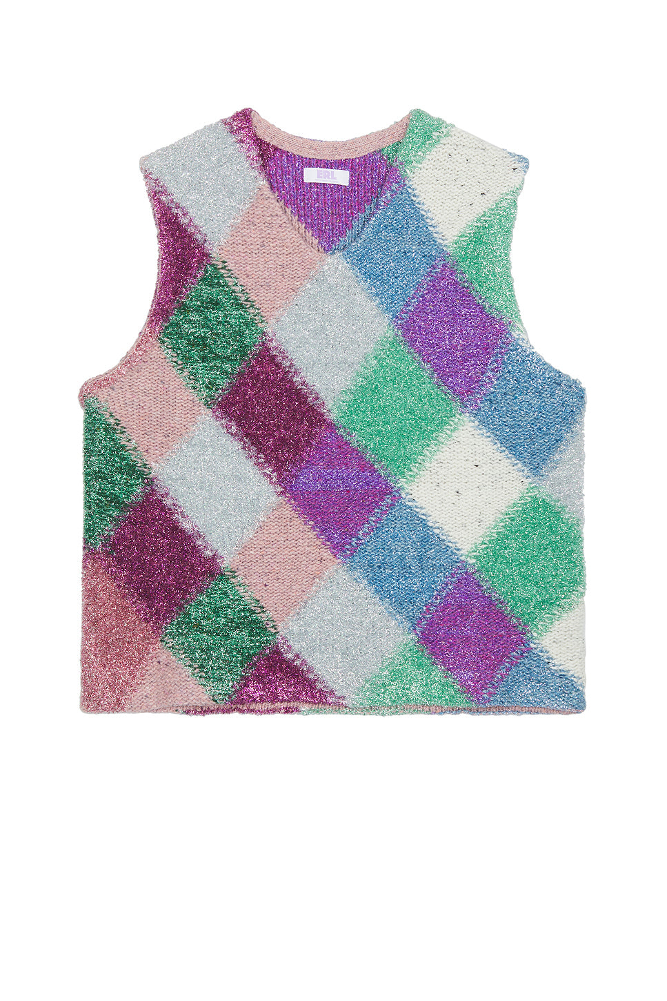 Argyle Glitter Boxy Vest Knit