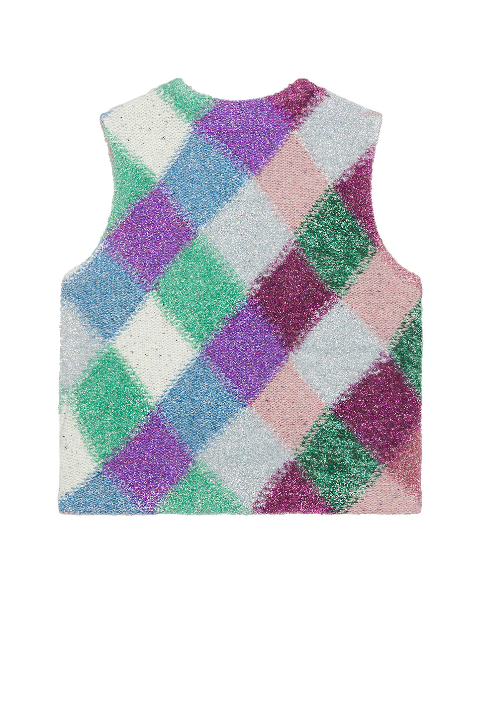 Argyle Glitter Boxy Vest Knit