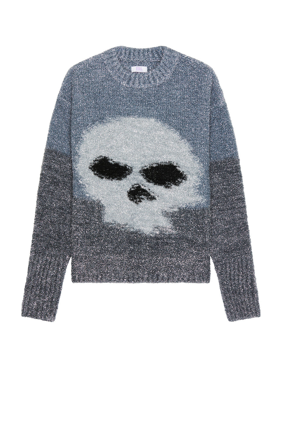 Glitter Skull Intarsia Pullover Knit