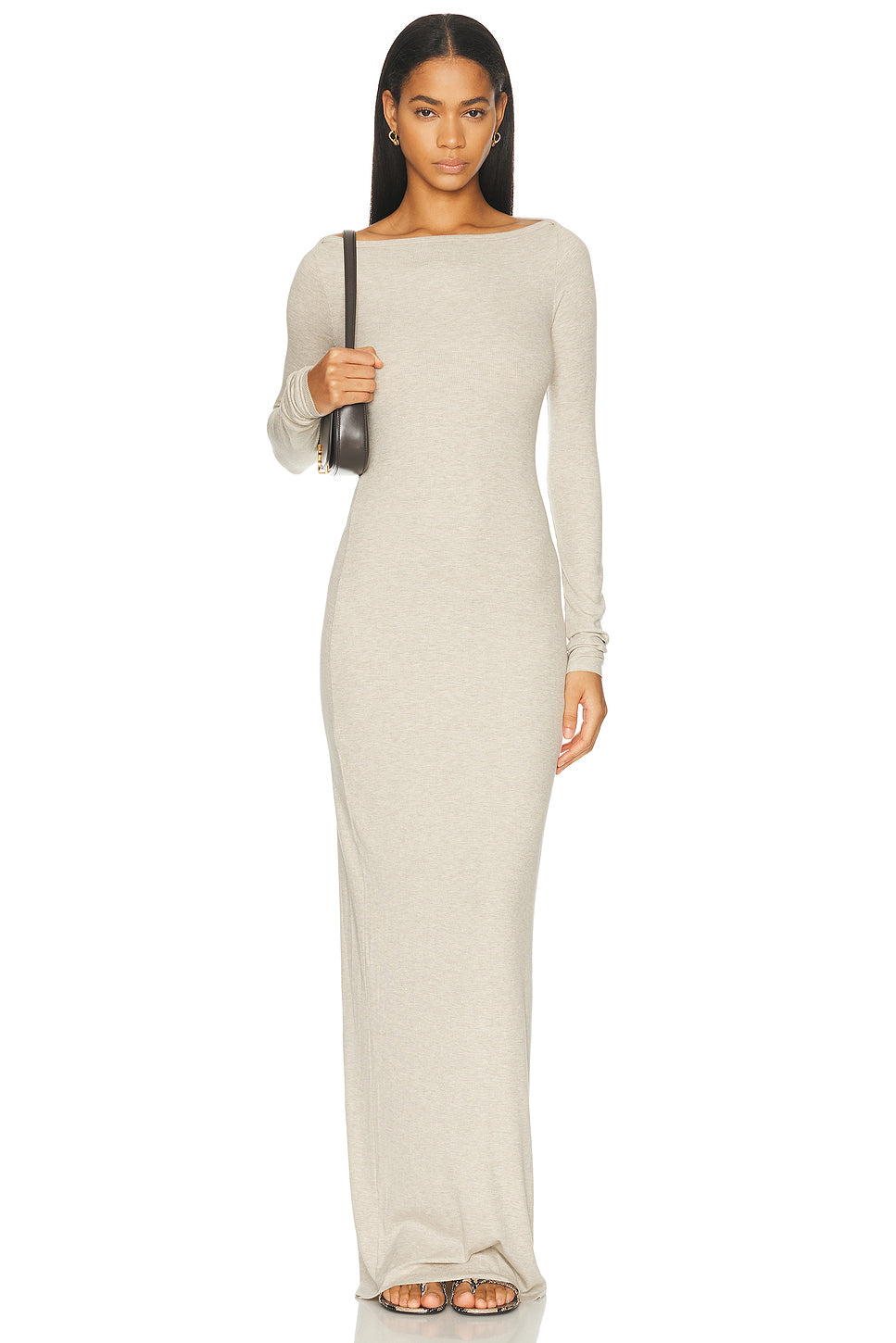 Long Sleeve Boatneck Maxi Dress