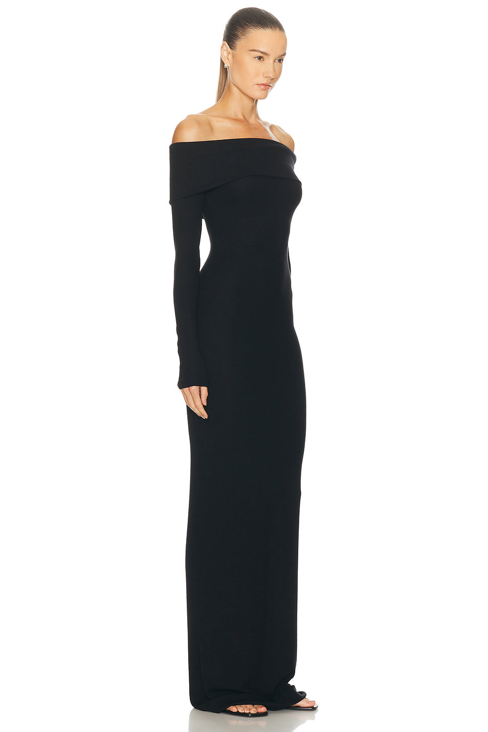 Long Sleeve Off-Shoulder Butter Rib Maxi Dress
