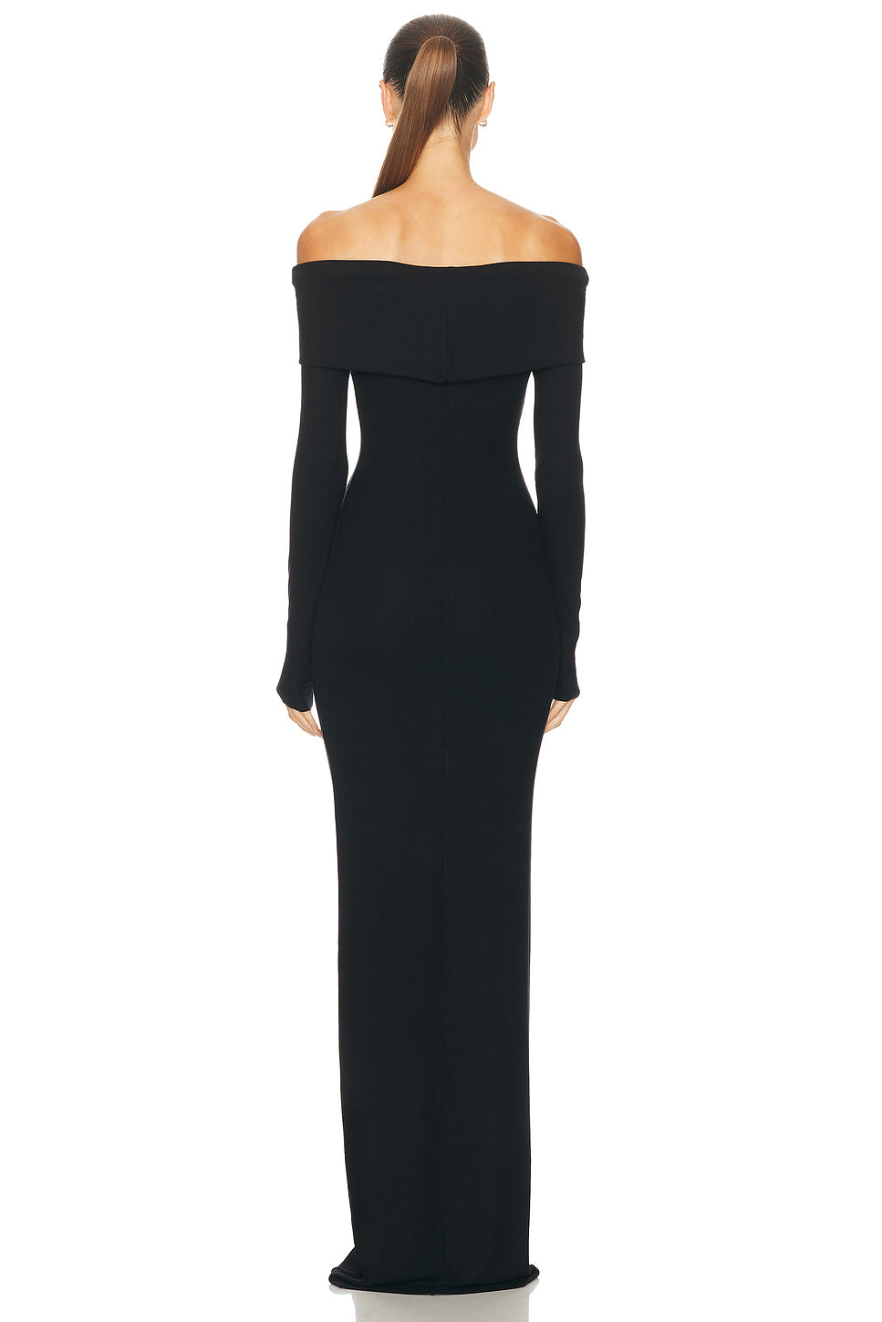 Long Sleeve Off-Shoulder Butter Rib Maxi Dress